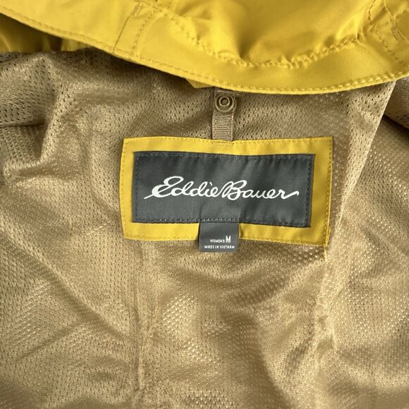 Eddie Bauer WeatherEdge Jacket Womens Sz M Yellow Waterproof Hooded Windbreaker - Picture 8 of 13